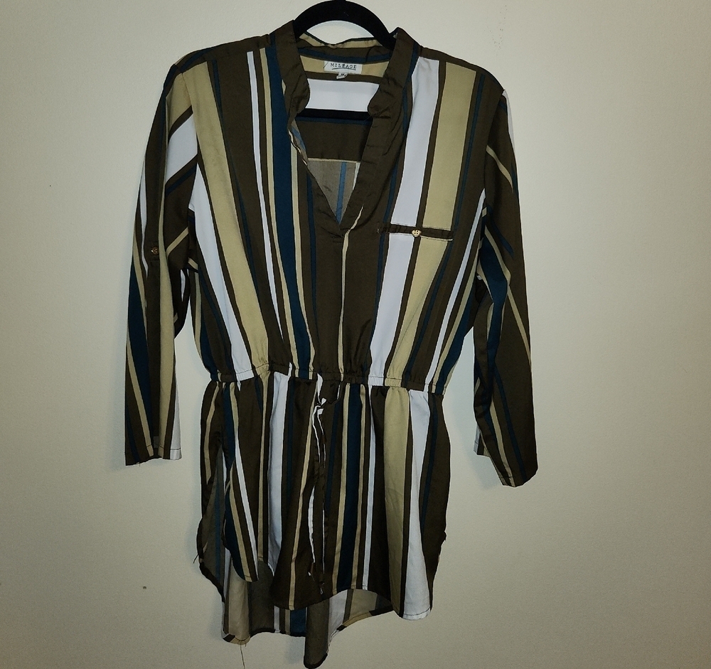 Mileage Stylish Long Sleeve Striped Top 1X